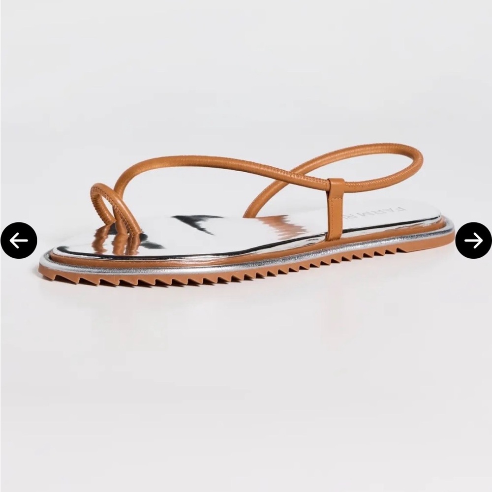 FARM Rio Tan Strappy Flat Sandals with Silver Footbed